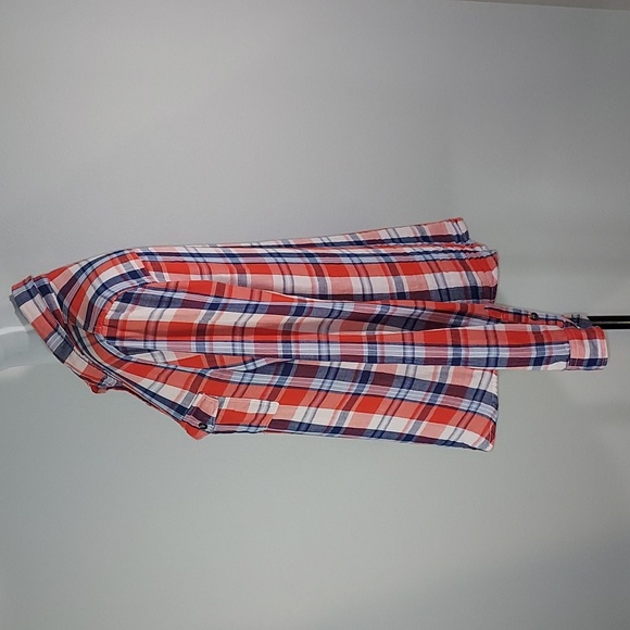 2000's Forever 21 Red Blue White Long Sleeve Plaid Button Up Shirt Size Large - Picture 4 of 12